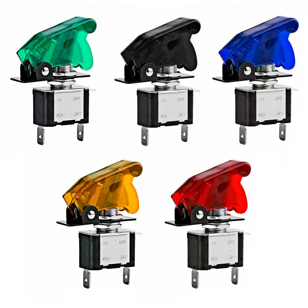 Botão Chave Liga Desliga 2 Posições Tipo Caça com Capa Colorida