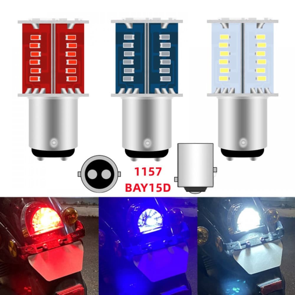 Luz De Freio LED Para Motocicleta-BAY15D Strobe Tail & Stop Signal 12V 30SMD
