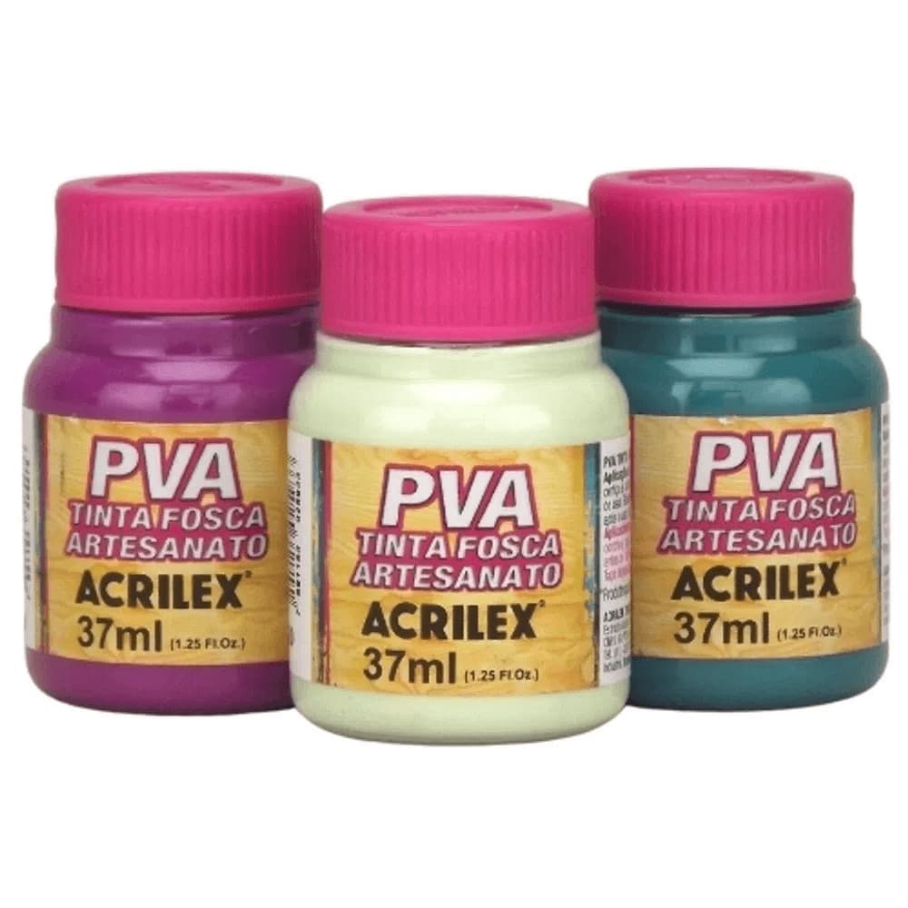 Tinta Pva Fosca Acrilex 37ml para Artesanato Cores Diversas