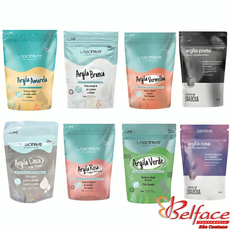 Argila em Pó 100gr Branca/ Rosa/ Preta/ Verde Labotrat