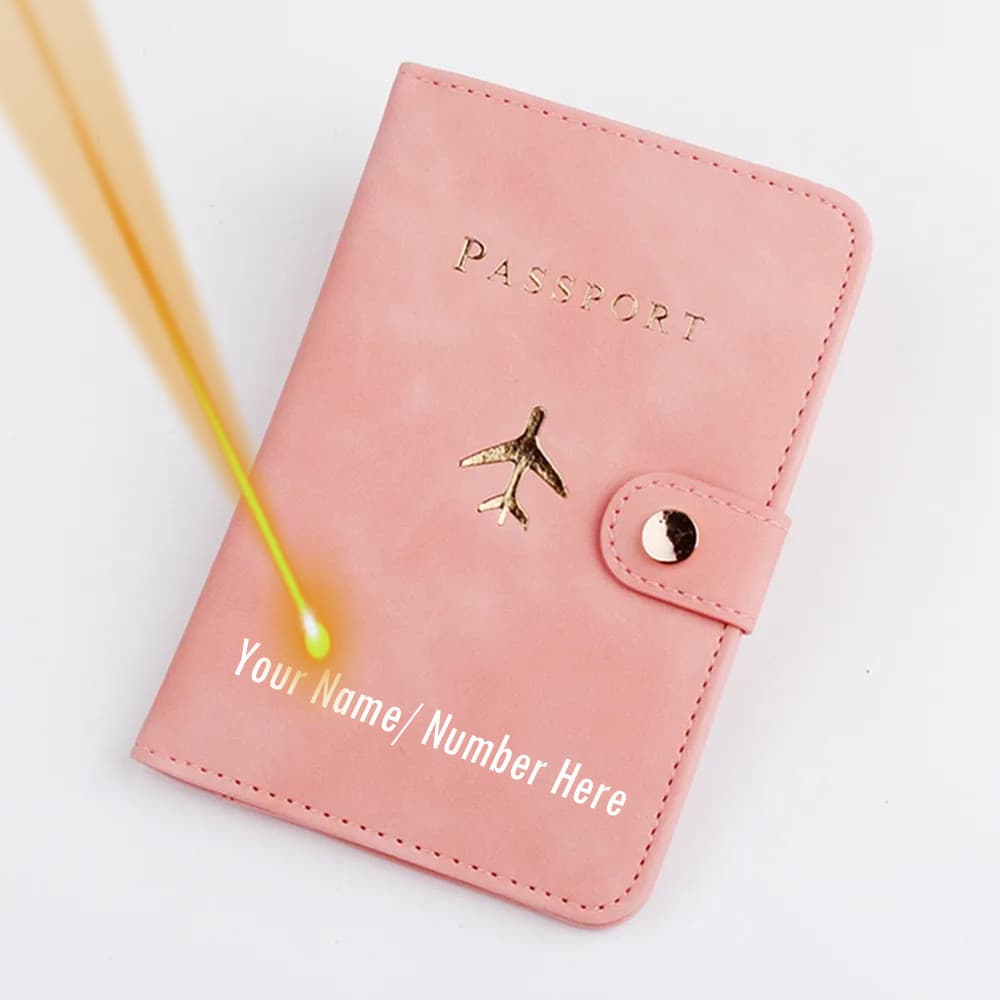 Nome Personalizado Porta-Passaporte À Prova D'água Pink Capas De Viagem PU Carteira De Cartão De Crédito Em Couro Personalizada Mulher/Homem Presente De Natal
