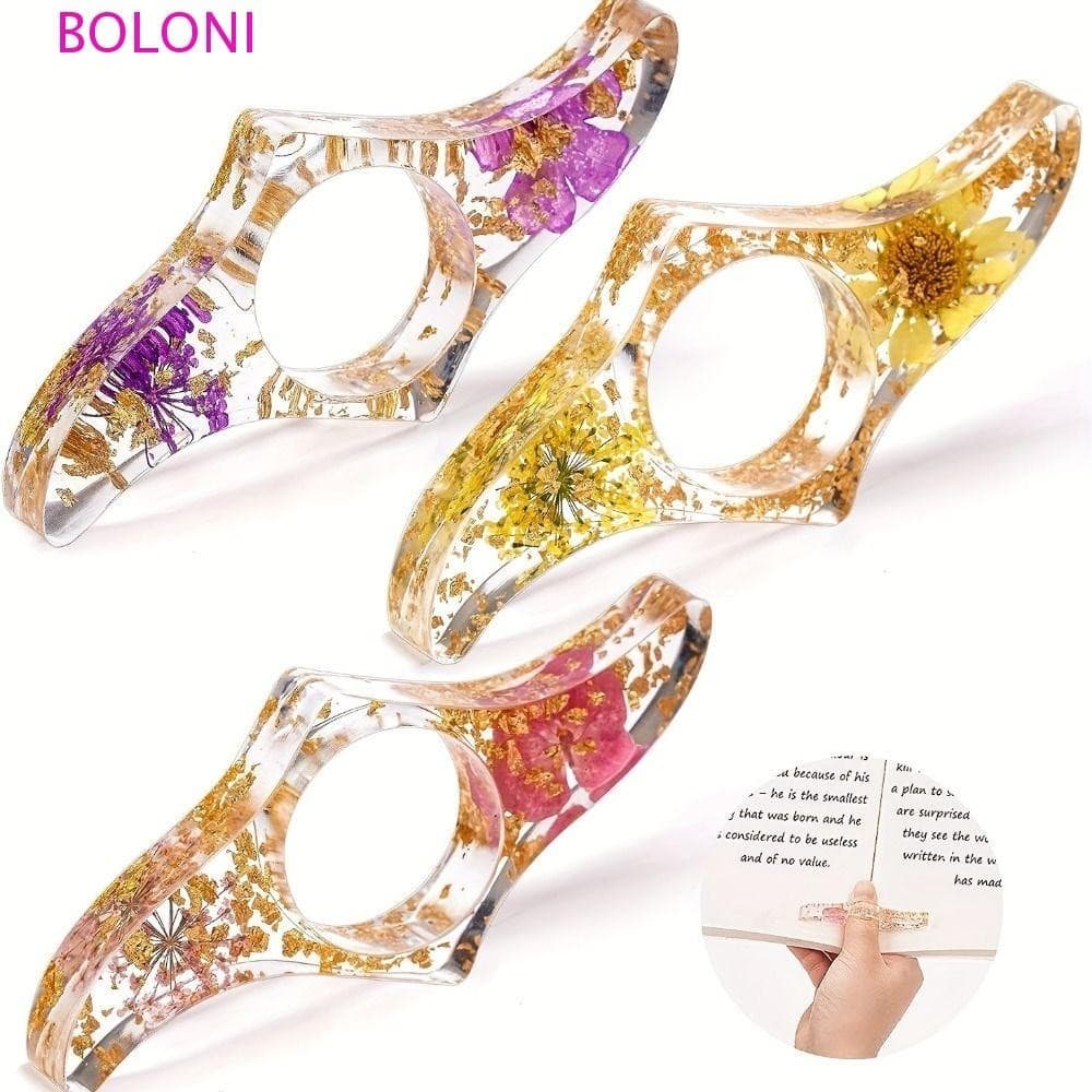 BOLONI Polegar Livro Cinta , Flor Seca Acrílico Suporte , Espalhador Colorido Suave Página Suportes