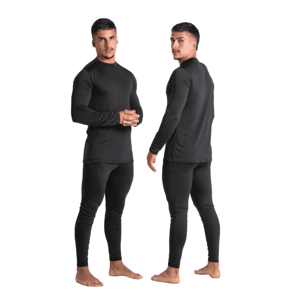 Kit Segunda Pele Térmica Camisa e Calça Com Elástico Unissex Proteção UV+ Moda Fitness Cintura Alta Blusa Frio Calor 339