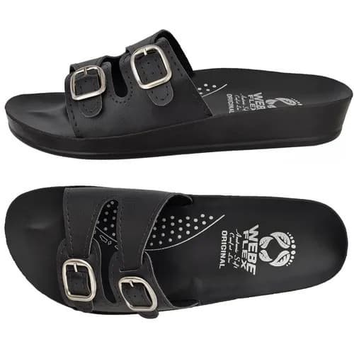 Chinelo Ortopédico Feminino Birken Webe Flex Preto Anatômico Macio Leve Confortável 2 Fivelas