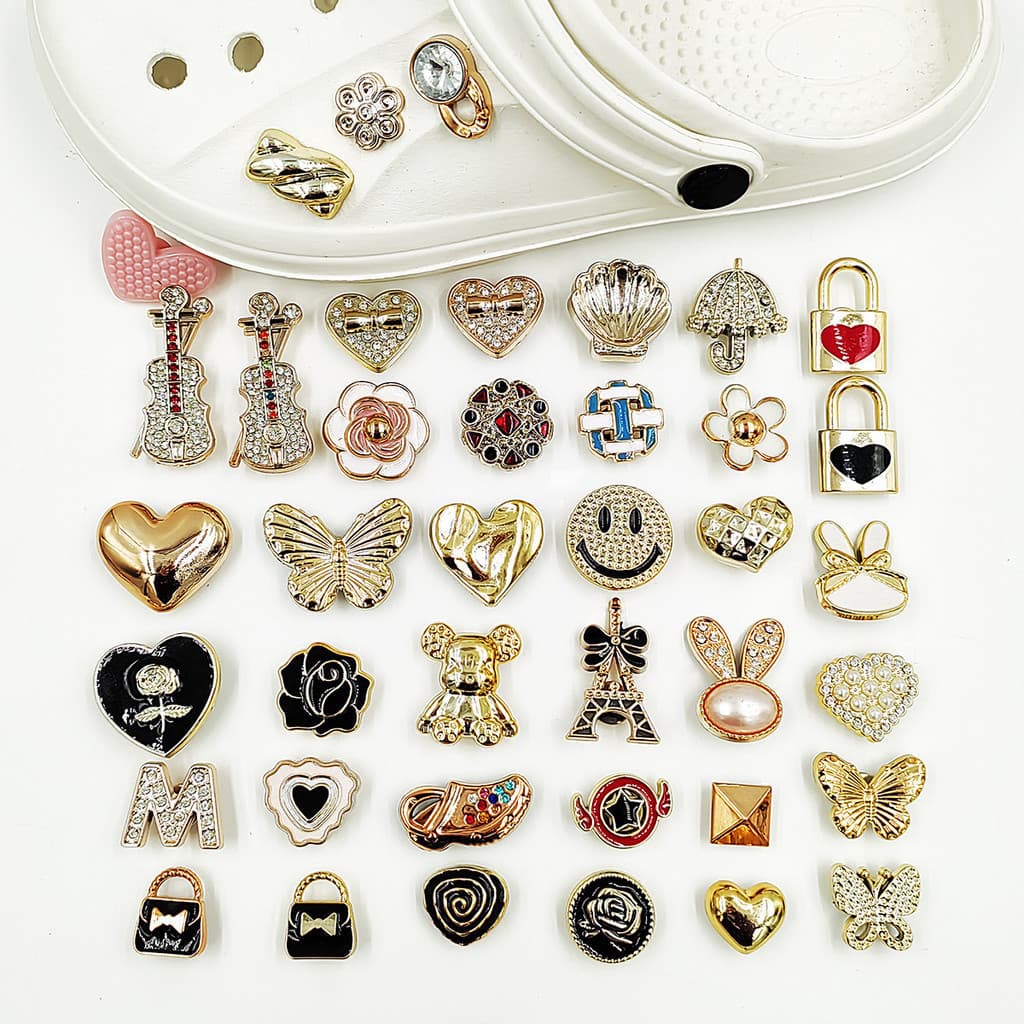 Conjunto De Alfinetes De Botão Com Amuletos De Sapato Dourado 1 Peça