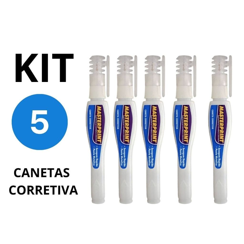 Kit Caneta Corretiva 7ml  Masterprint Corretivo em Caneta Branquinho