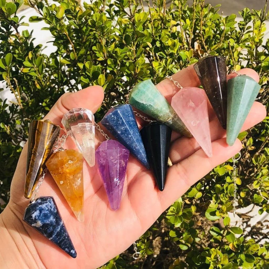 Pendulo de Cristal Pedra Natural - Radiestesia