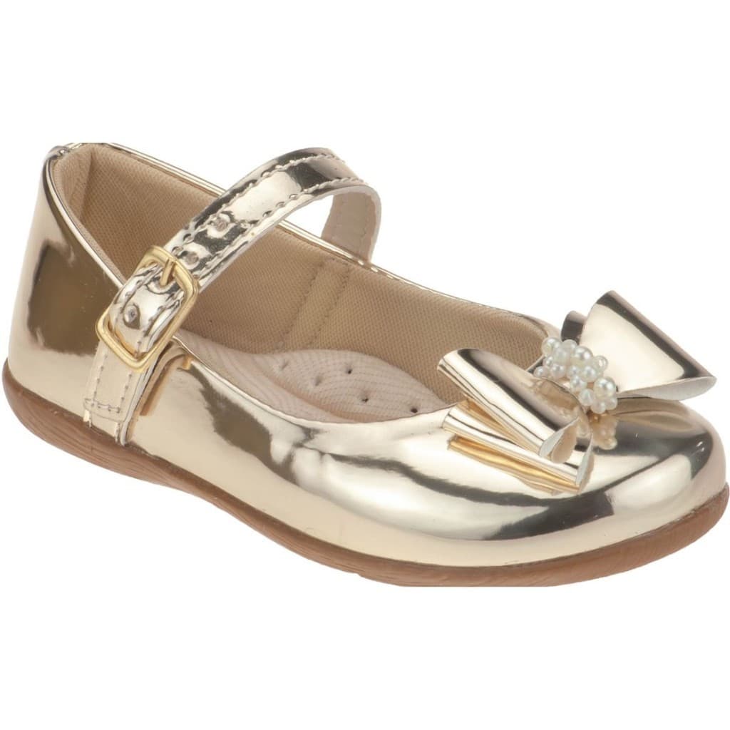 Sapatilha Boneca Infantil Verniz Feminina Menina Confortável com Laço Delicado e Solado Antiderrapante