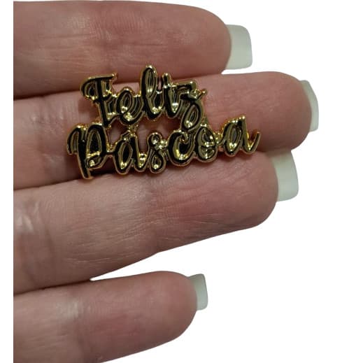 Aplique Plástico Laço Decoração Feliz Páscoa Dourado 25 unid