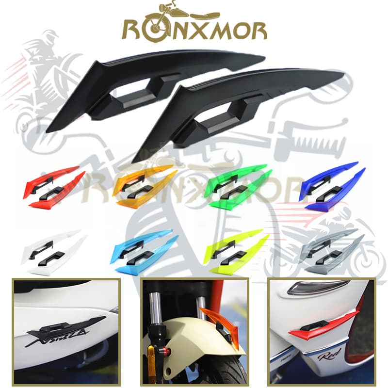 RONXMOR 2PCS Motocicleta Carenagem Dianteira Asa E-bike 1 Par Spoilers Laterais Universais Dinâmica Spoiler De Aerodinâmica Autocolante Decorativo