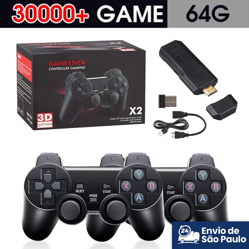Console De Jogos Stick 4k Gd10 64GB 37000 MIL 2 Controles