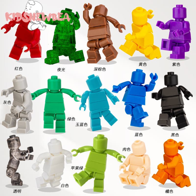 Blocos de construção de minifigura multicolorida de cor sólida construção de brinquedos infantis