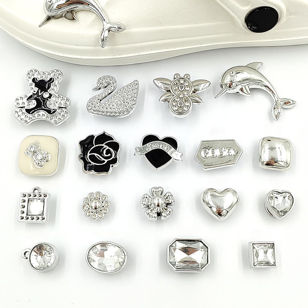 Conjunto De Alfinetes De Botão Para Amuletos De Sapato Prateado 1 Peça