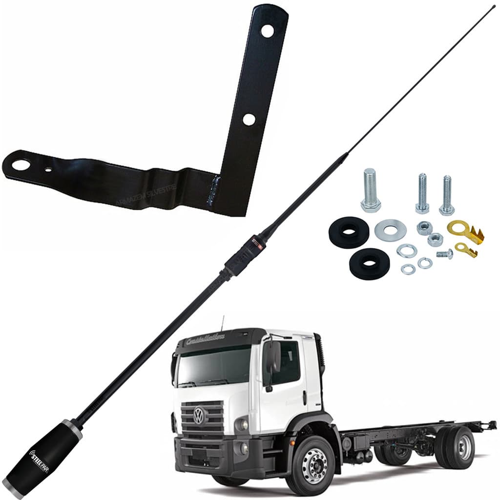 Antena Px Bobinada Black Argentina 1,63m Parafusos Fixação Volkswagen Constellation