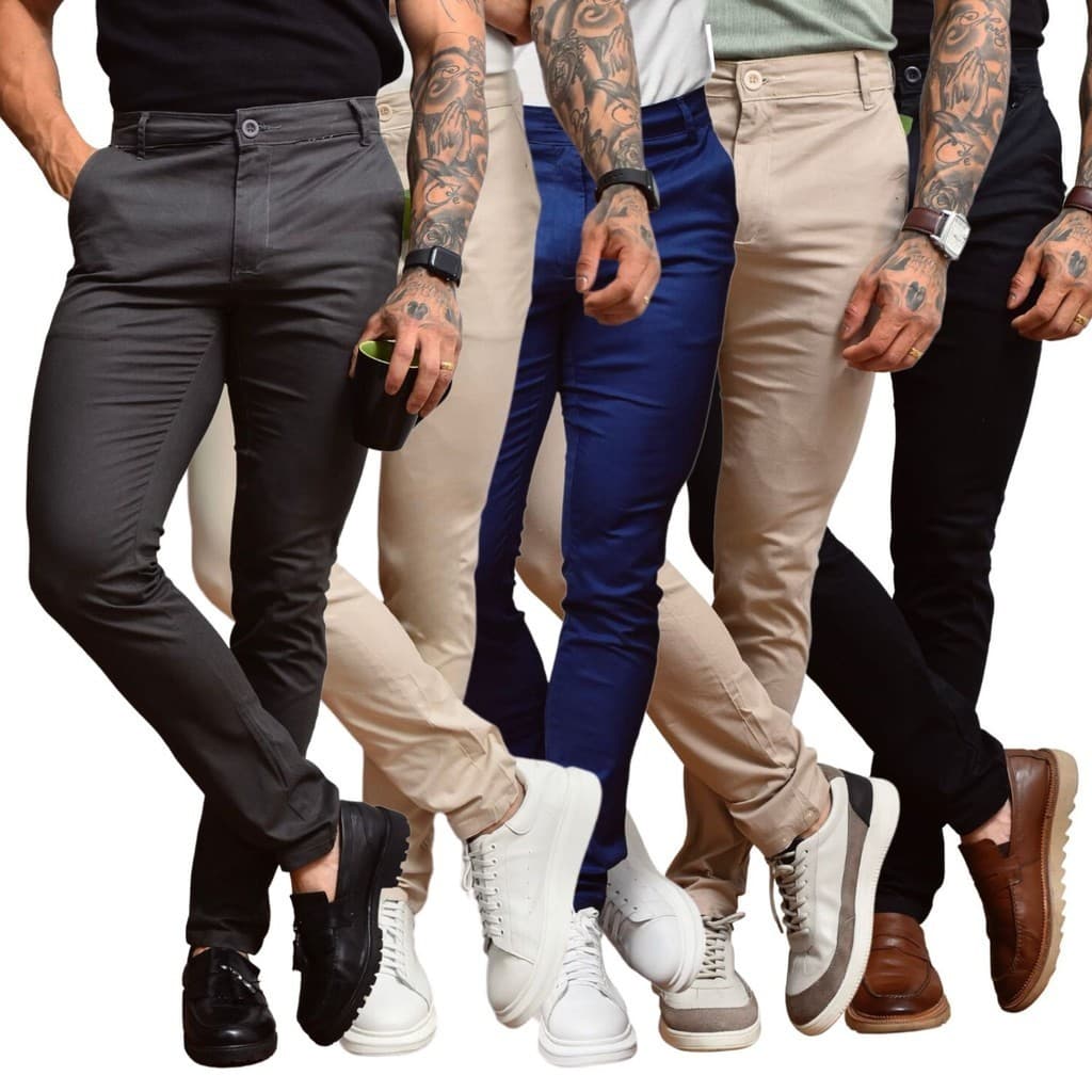 Calça Sarja Masculino Alfaiataria Esporte Fino com Elastano