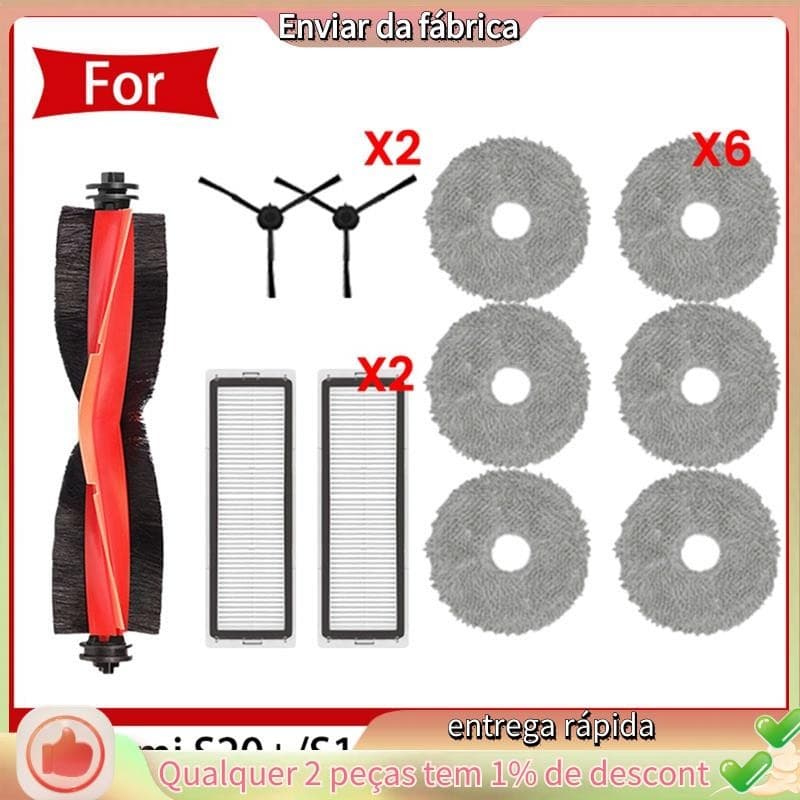 Para Xiaomi Robô Vácuo S20 +/S10 Plus/B108GL/B108CN B113CN Peças De Reposição Filtro Principal Escova Lateral Mop