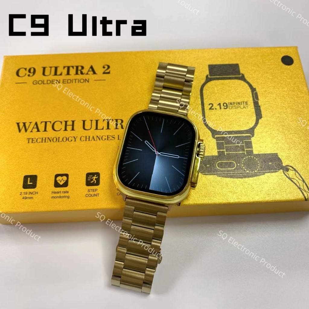 2025 C9 Ultra 2 Gold Smart Watch NFC Relógio Smartwatch Sem Fio Bluetooth Chamada Homens Mulheres Série Esportiva PK HK9
