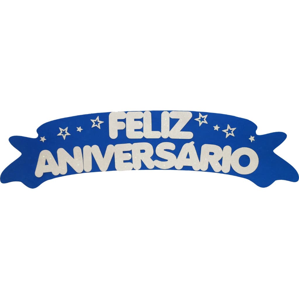Faixa Feliz Aniversario Glitter em eva personalizada