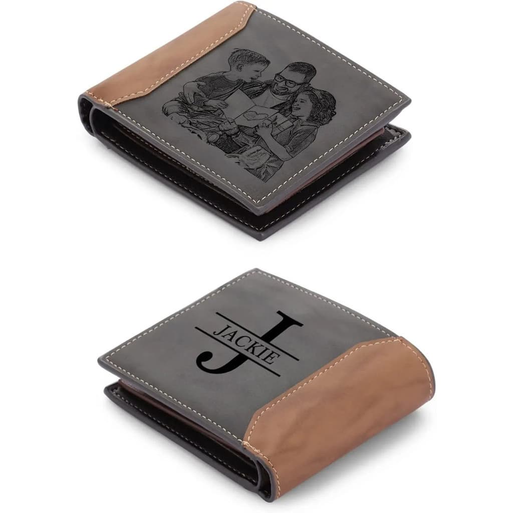 Foto Personalizada Carteira De Bolso Couro Dompet Lelaki Carteiras Gravadas Para Homens Presentes Namorado/Banda/Dia Do Pai