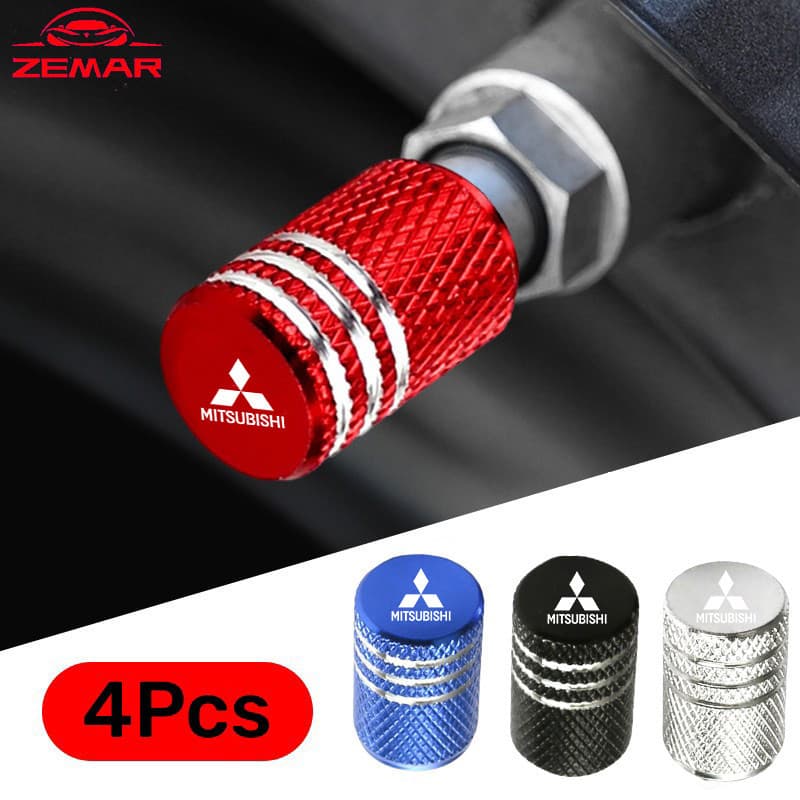 4Pcs Mitsubishi Pneus Tampas De Válvulas Para Carros Automotivos Peças Metálicas Bicicletas Automotivas Logotipo Impresso Acessórios De Moda Lancer Asx Pajero Full Outlander