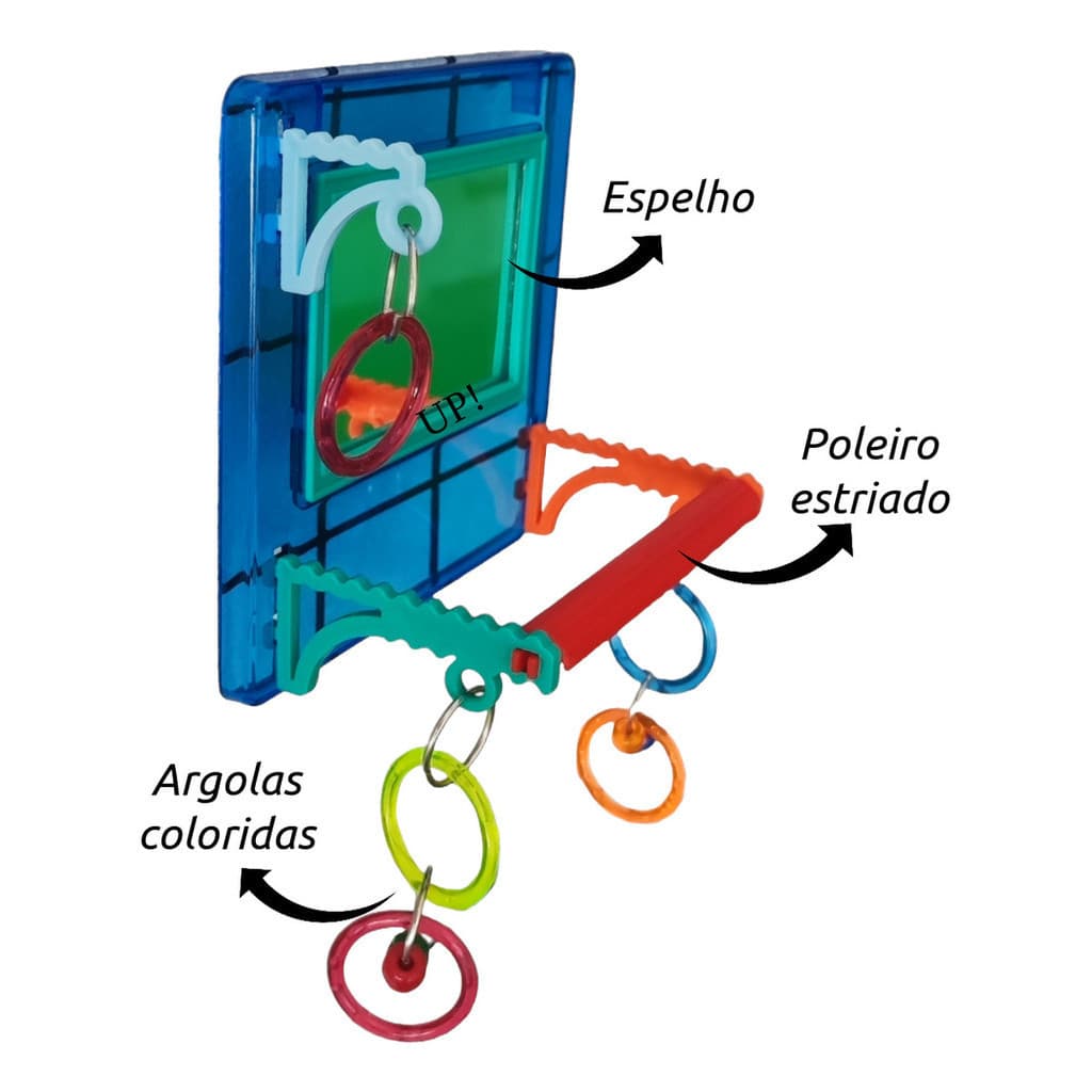 Brinquedo Multiplay Diversao C/ Poleiro e Espelho Calopsita e Aves diversas