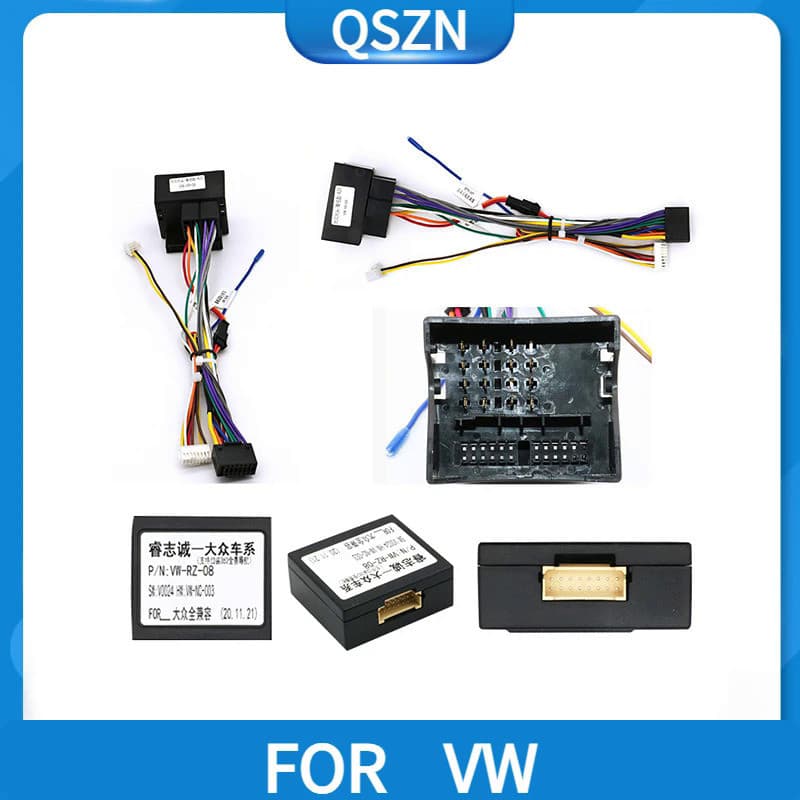 Rádio para carro Dvd Cabo de alimentação de 16 pinos Caixa Canbus VW-RZ-08 Decodificador Adequado para Volkswagen Skoda