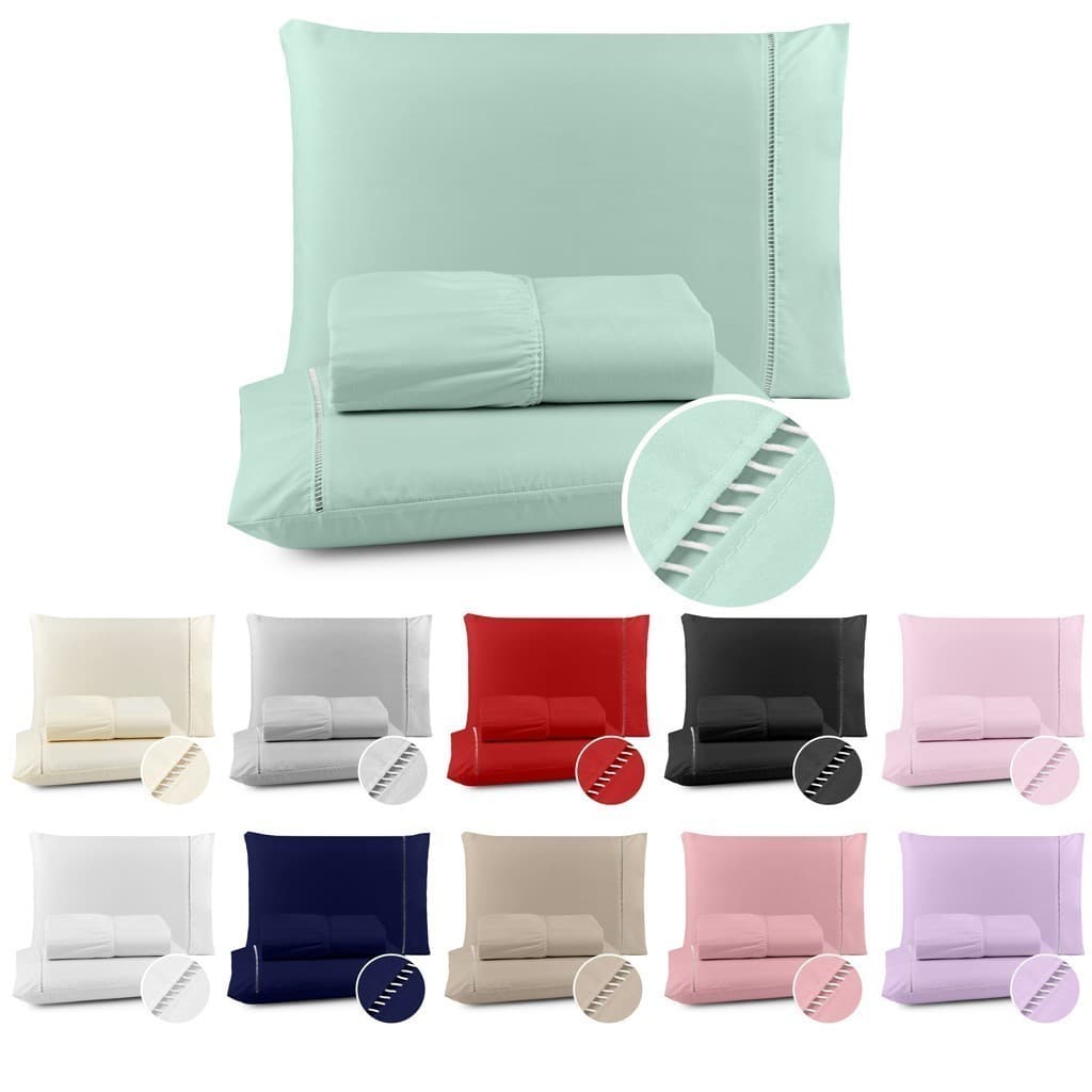 Jogo de Lençol 03 Peças 400 Fios Cama Solteiro 2Pçs - Casal Queen King Extra Macio Micropercal Ponto Palito