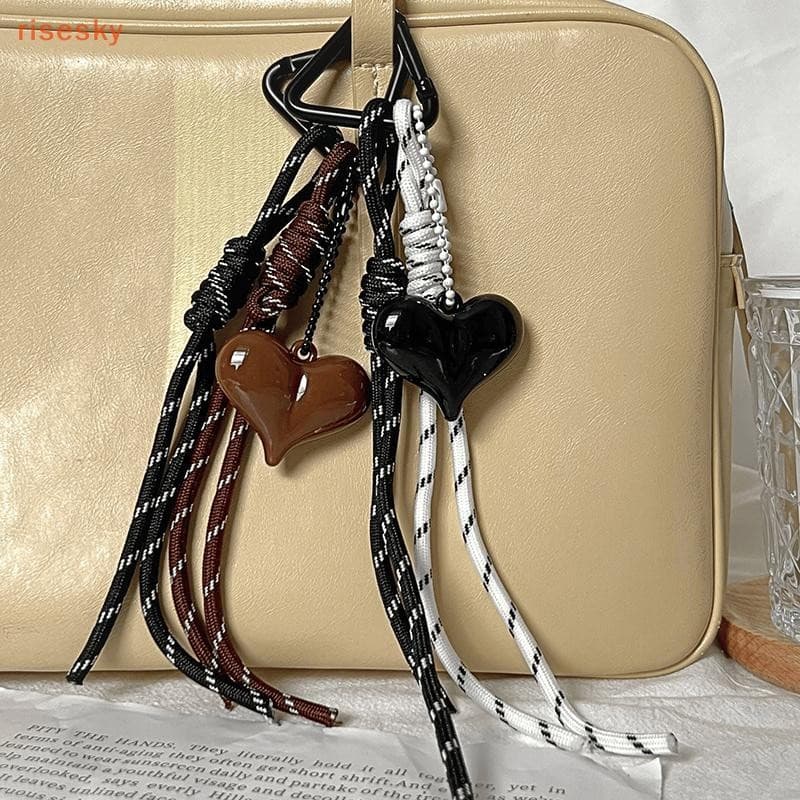[risesky] Chaveiro Angola Coração Vermelho Corda Bolsa Pingente Moda Simples Combinando Acessórios De Decoração
