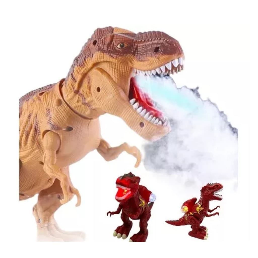 Tiranossauro Mochila Rex Brinquedo Solta Fumaça Emite Som e Anda
