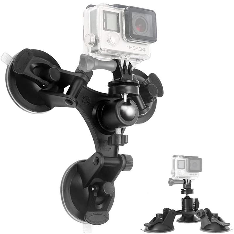Montagem De Ventosa Tripla Para DJI OSMO Ação 4 3 Gopro 12 11 10 9 8 7 Com Adaptador De Rosca Padrão De 1/4 " Insta360 X3 X2