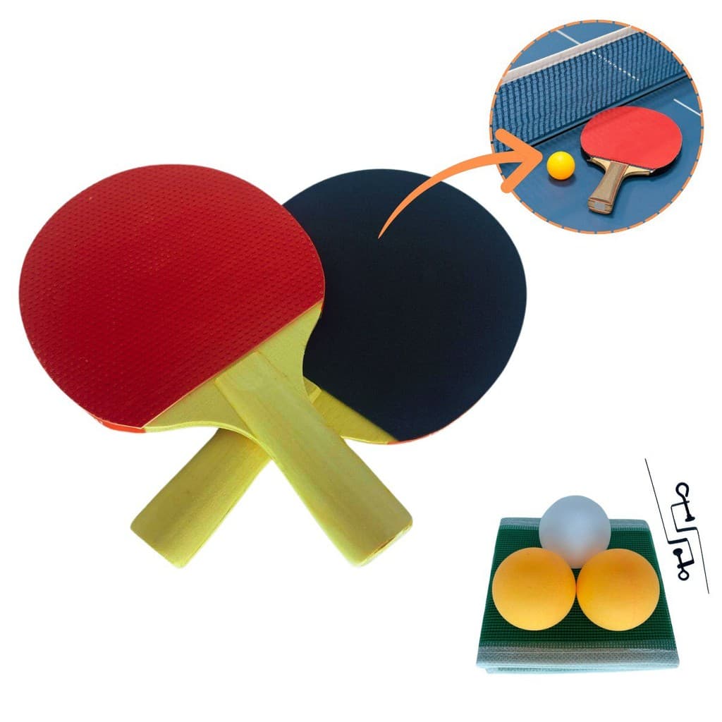 Kit Ping Pong Tênis de Mesa Profissional Emborrachado Ergonômico