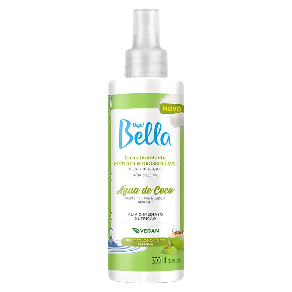 Loção Hidratante Pós Depilação Hidrossolúvel Água de Coco Depil Bella 300ml