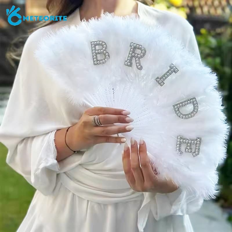 DIY Romântico Festa De Casamento Noiva Vestir-Se Leque De Pena Branca-Senhoras Handhold Elegante Dobrável Fãs Festival P