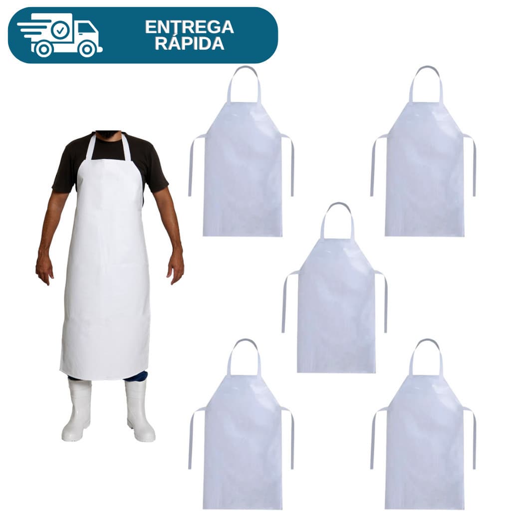 Kit 5 Avental De Pvc Forrado Impermeável Engate Rápido Cozinha Açougueiro Churrasqueiro Peixaria