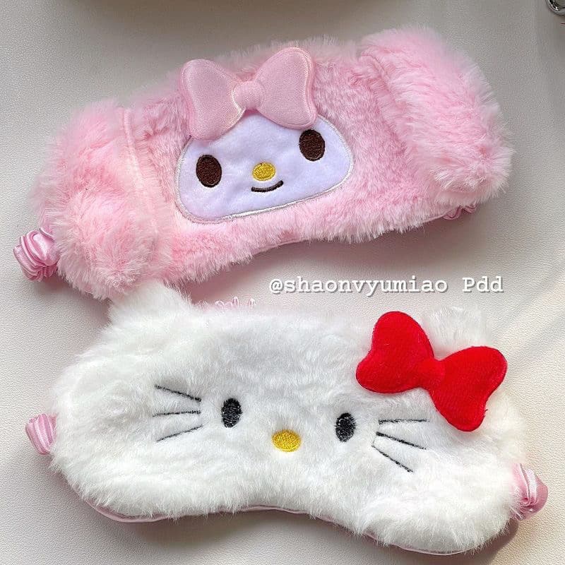 Máscara De Olho De Dormir Sanrio Fofa De Pelúcia Kuromi Melody Cinnamoroll Tapa-Blindado Blackout