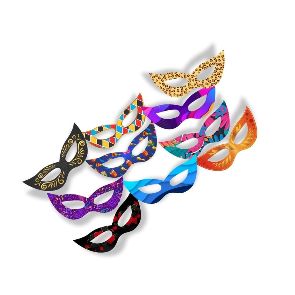 Kit 30 Mini Máscara Carnaval Gatinha Papel Festa Decoração