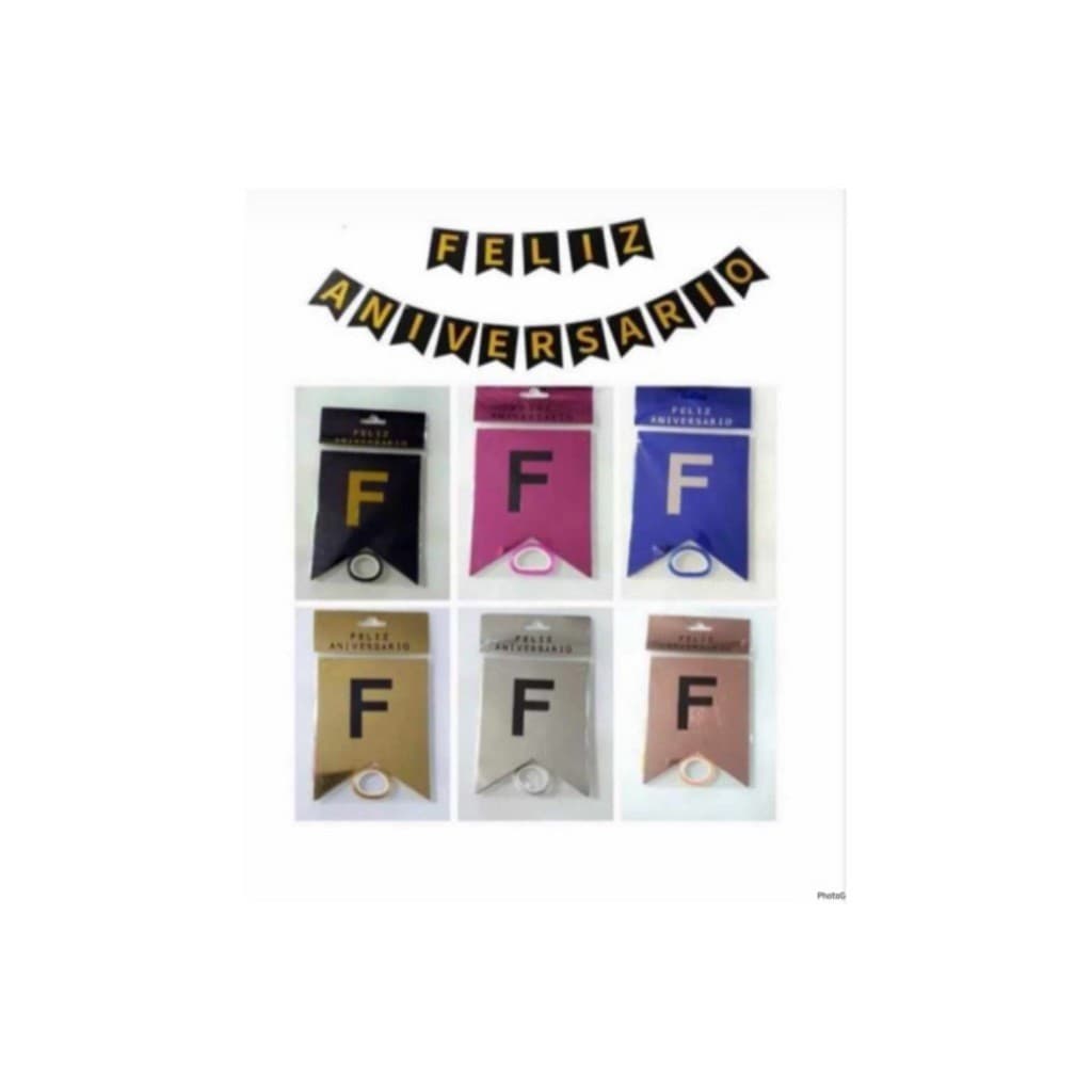 BANDEIROLA PAPEL METALIZADA "FELIZ ANIVERSARIO" TODAS AS LETRAS PARA DECORAR FESTA