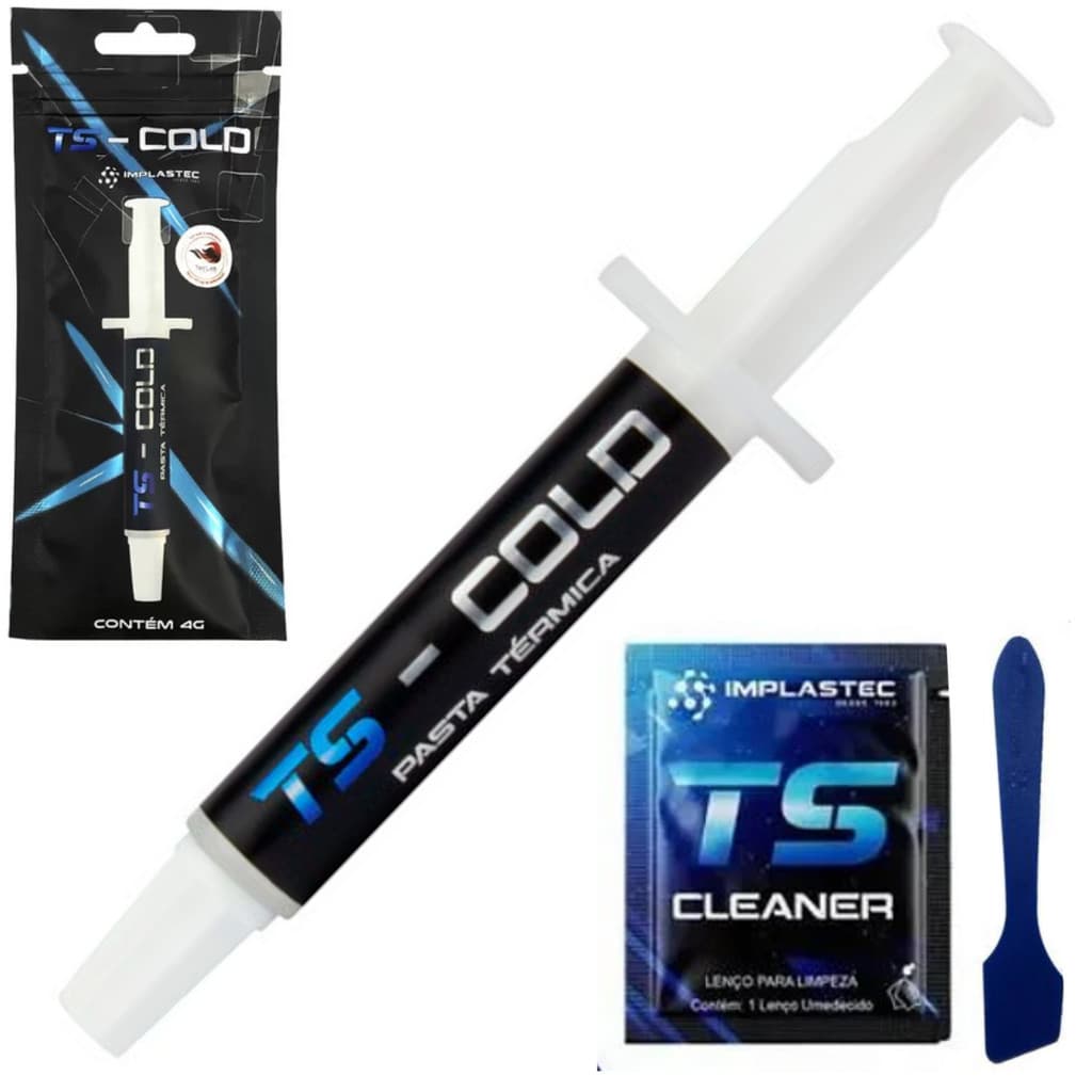 Pasta Térmica Ts Cold Implastec Espátula Sachê Limpeza 4g