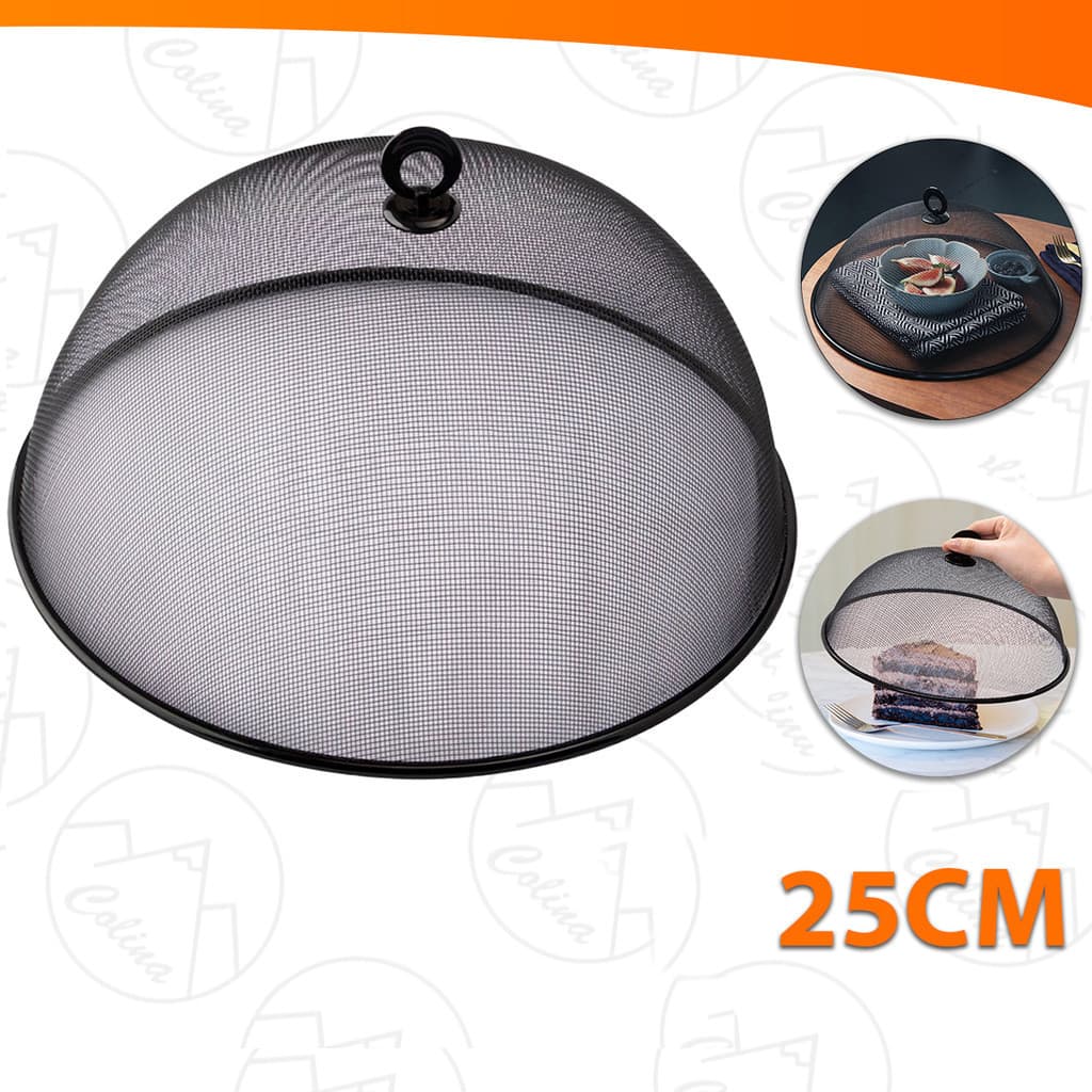 Tela Protetora Para Alimentos Redonda de Metal 25cm Pães Bolos Frutas