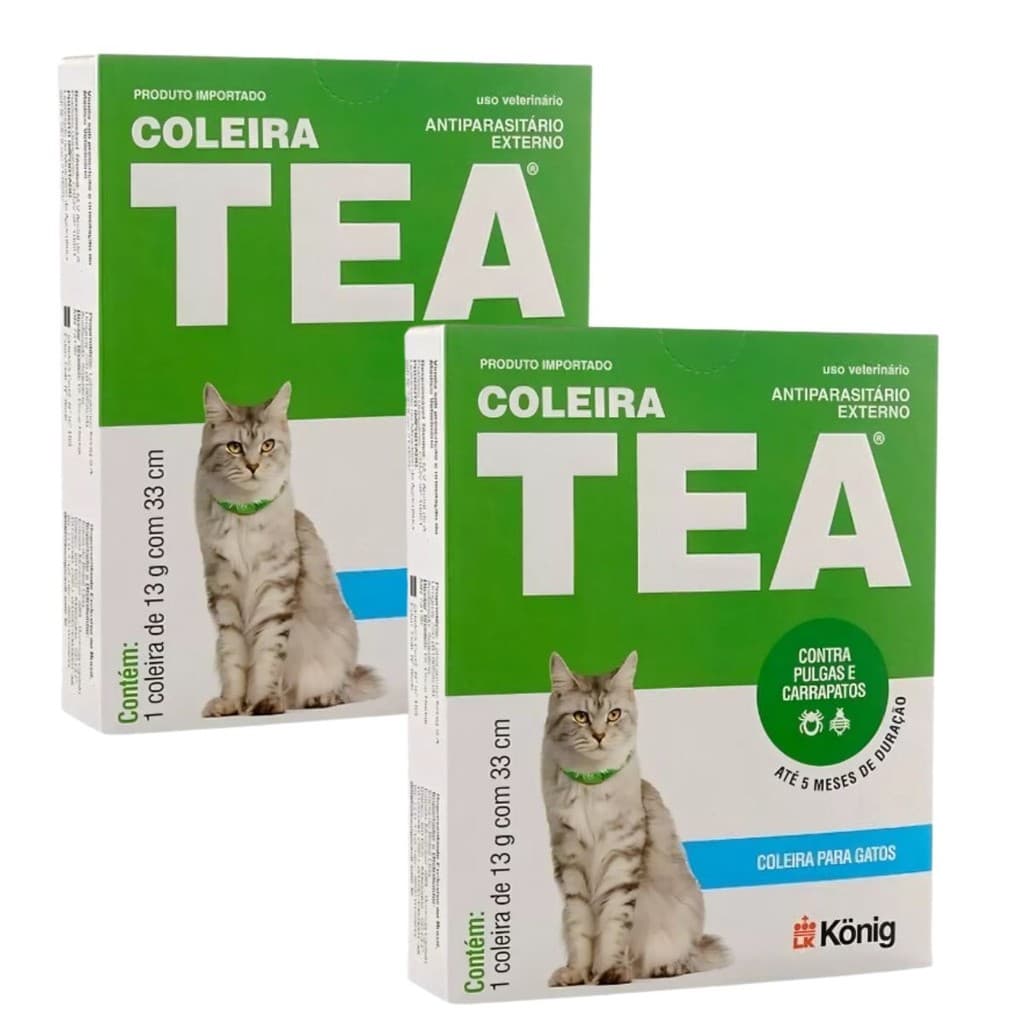 02 Coleira Antipulgas E Carrapatos Tea 327 Gatos 13g C/ 33cm