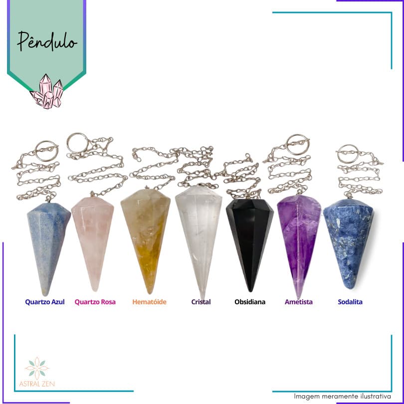 Pêndulo de Pedras Naturais Para Radiestesia, Mesa Radiônica e Feng Shui – Equilíbrio e Harmonização dos Chakras.