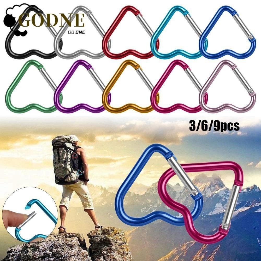 GODNESSFO 3/6/9pcs Chaveiro Clipe Kit De Viagem Ferramenta De Acampamento Ao Ar Livre Acessórios De Escalada Gancho