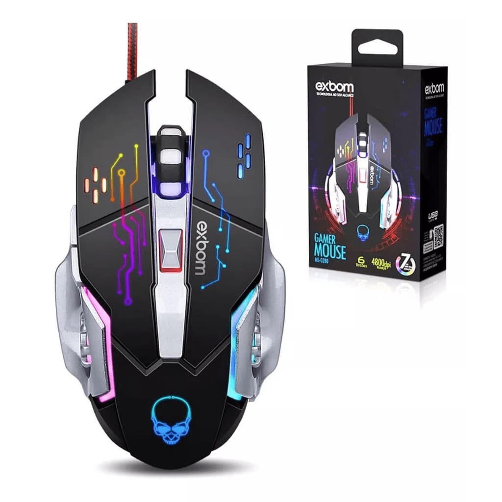 Mouse Gamer 6 Botões 4800 dpi 4 Modos Cabo 1.5m Ms-g280