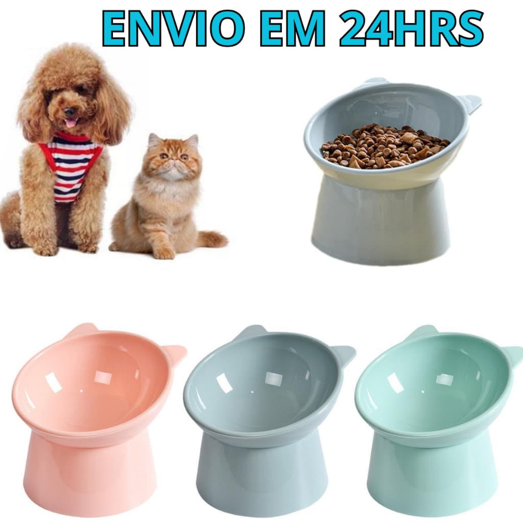Comedouro Bebedouro Elevado Anti Engasgo Pet Gato Cachorro Kit e Unidade Promoção