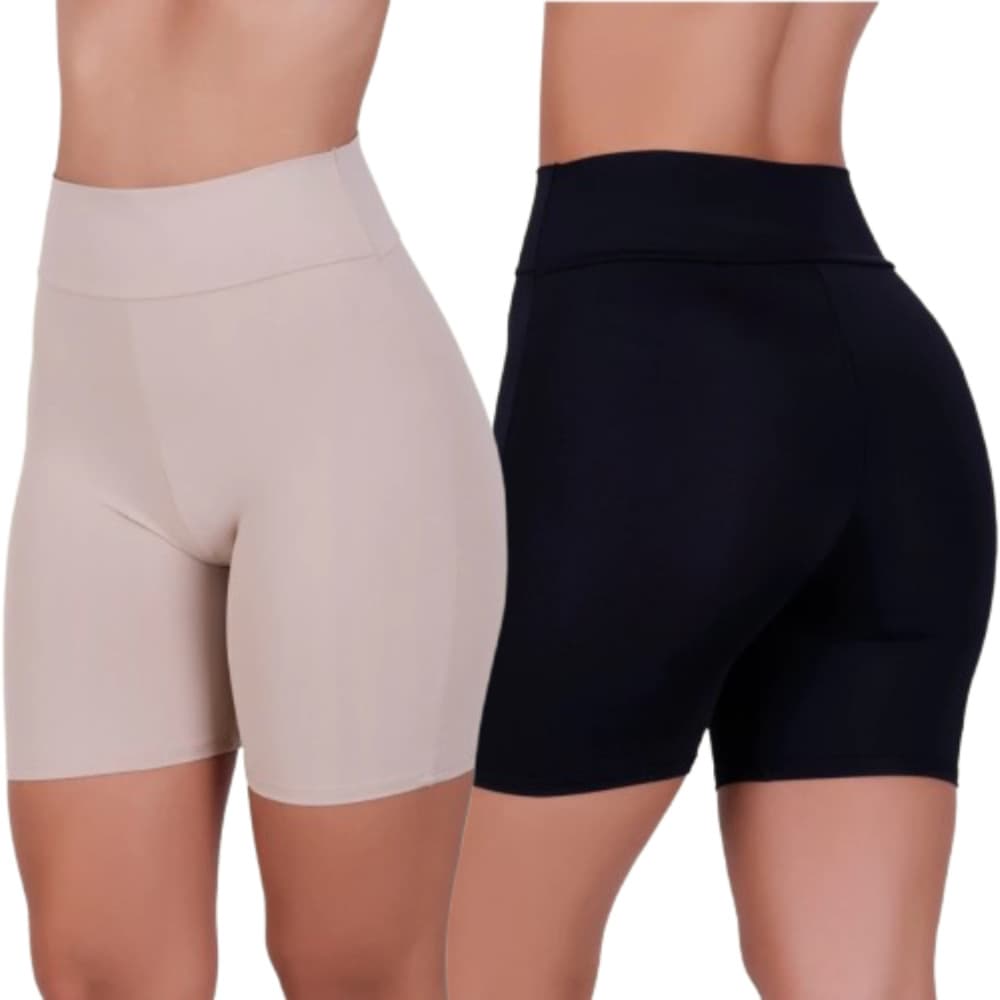 Kit 2 Short Anagua Segunda Pele Feminino Cintura Alta Usar Com Saia E Vestido Não Marca Cós Alto