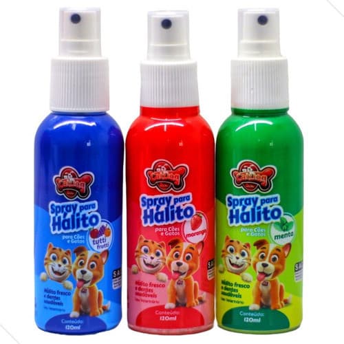 Kit 3 Sprays Mau Hálito Anti Tártaro Caes E Gatos Oral Pet