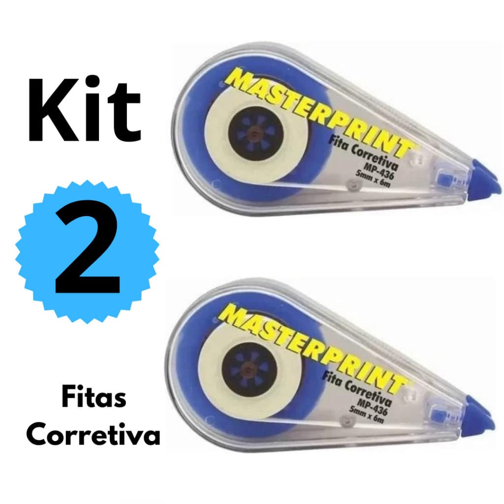 Kit 2 Fitas Corretiva 5mm x 6m Secagem Imediata Masterprint