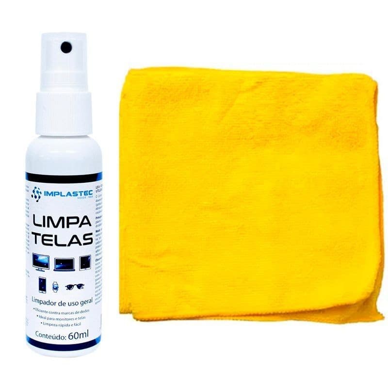 Kit Limpa Telas Clean 60Ml Com Pano Microfibra Amarelo