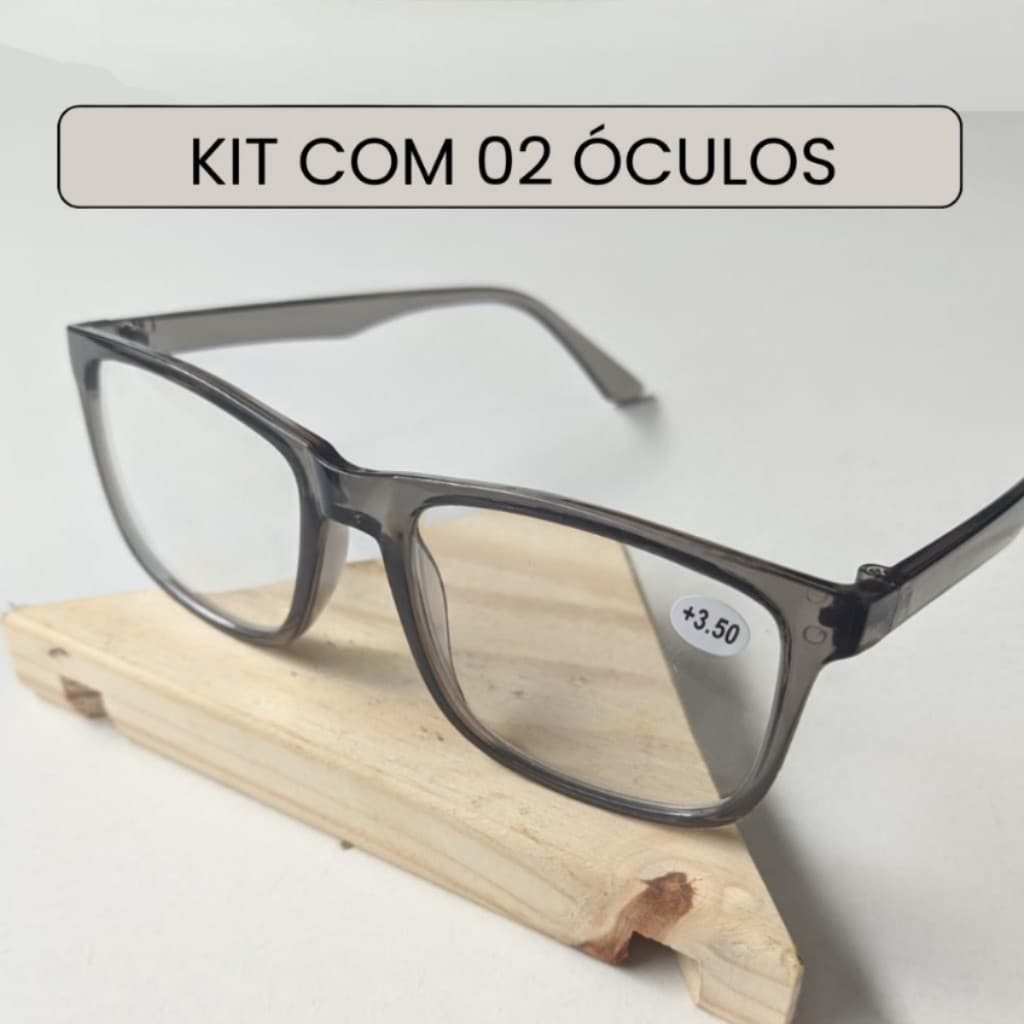 Kit com 2 Óculos para Leitura / Trabalho / Descanso Unissex - Cor Cinza