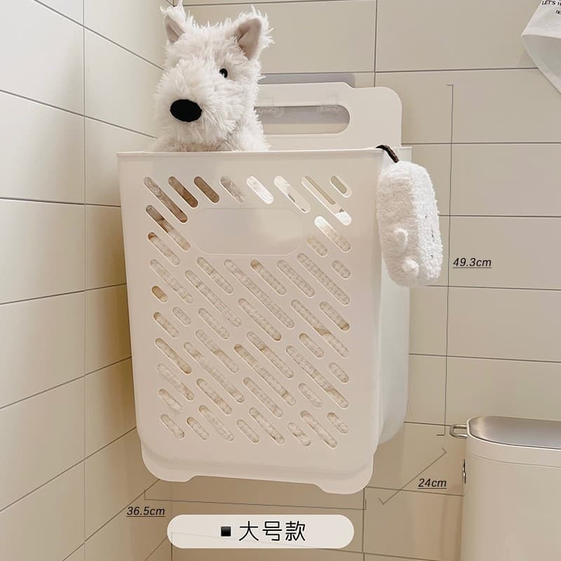 Cesto Organizador Roupas Sujo  tamanho G Multiuso Grande COM GANCHOS Dobrável De Parede Plástico Cesta